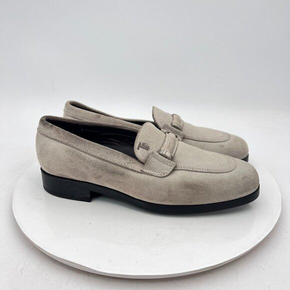Tod's Women Size EU 38.5 US 8.5 Light Grey Suede Penny Loafer Low Heel Shoes - Picture 4 of 13